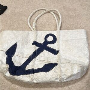 Nautical White and Blue Tote Bag